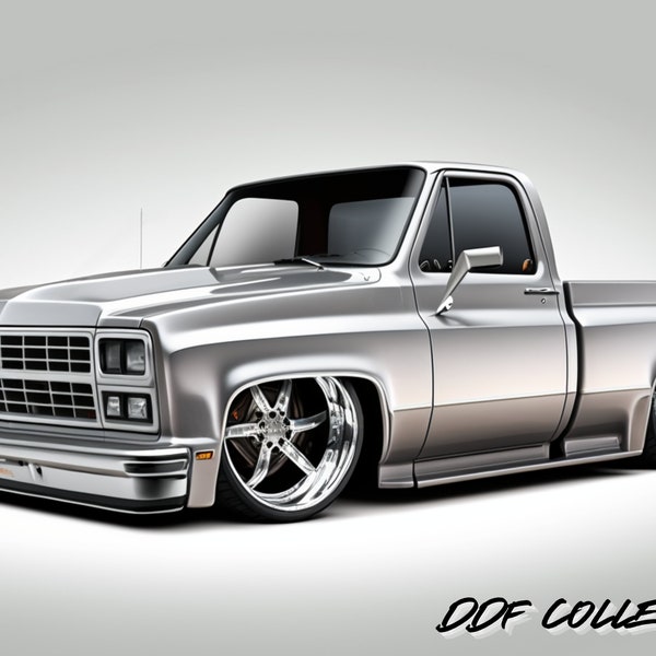 1984 Chevy Silverado SVG and PNG files, Classic Car, Vintage Car, Wall Art, Muscle Car, Man Cave Decor, Gift for Him, Car poster