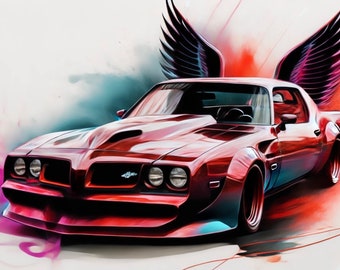 1977 Pontiac Trans Am SVG, Watercolor Muscle Car Clipart, Vintage Pontiac Digital Download