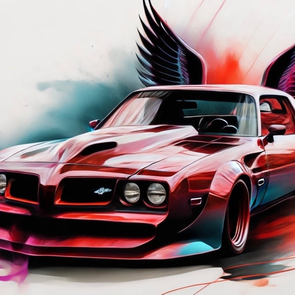 1977 Pontiac Trans Am  Watercolor SVG, Gift for Dad, Downloadable, Wall Art, Gift for Him, Car lover gift, Digital Art Download