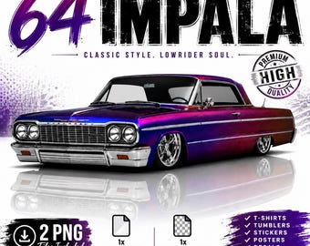 1964 Impala Lowrider PNG, Mystichrome Classic Car Digital Download