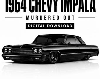 1964 Chevy Impala PNG, Black Lowrider Digital Download