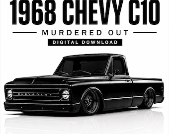 1968 Chevy C10 PNG, Murdered Out Classic Truck Digital Download