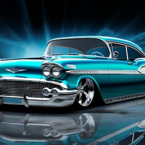 1958 Chevy Bel Air SVG and PNG files, Office Art, Wall Art, Muscle Car, Man Cave Decor, Gift for Him, Car poster, Canvas Art, Digital Art