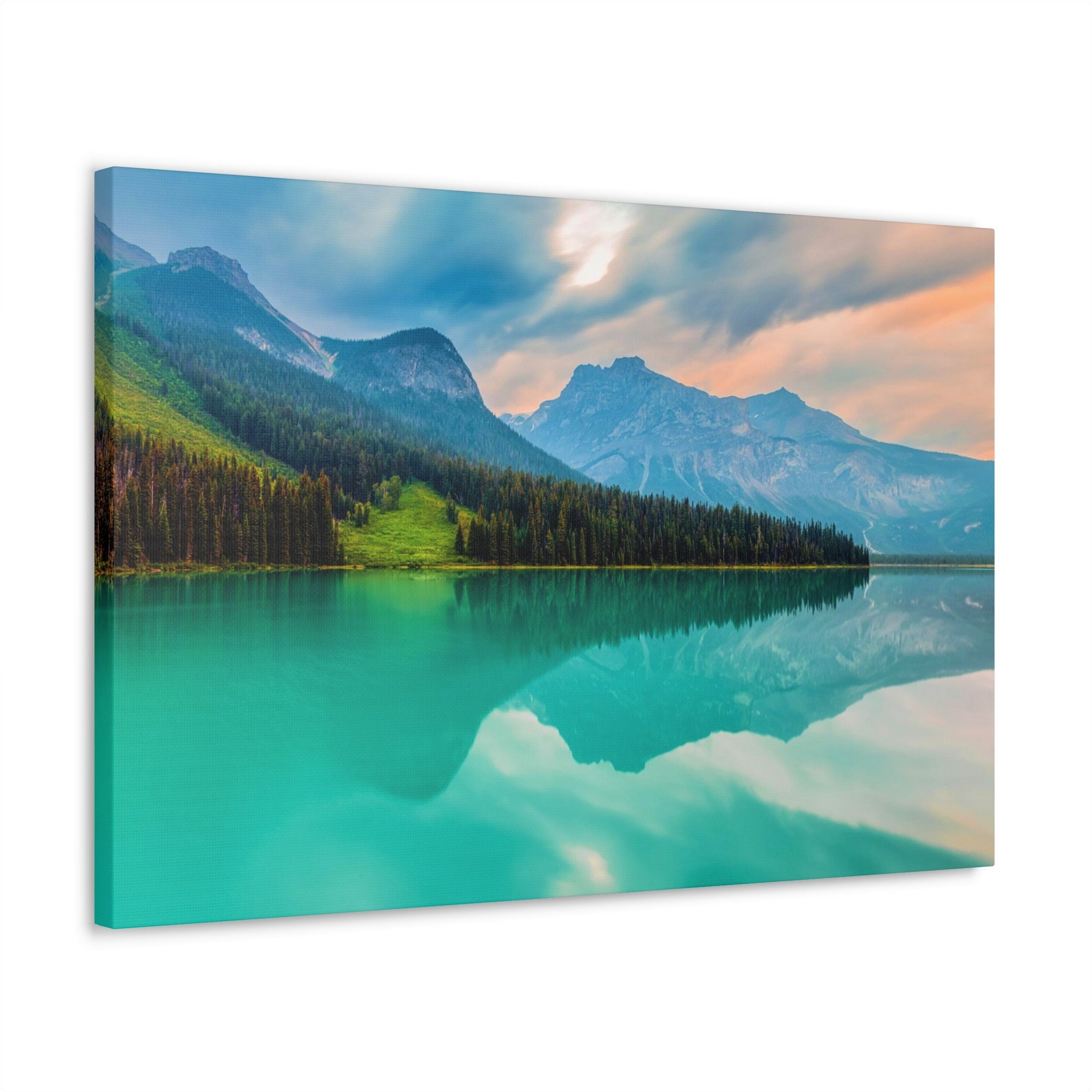 Canada Home Decor, Mountain Photography, Emerald Lake Reflection, Yoho