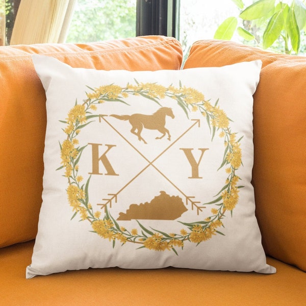 Kentucky Flower, Throw Pillow, Goldenrod Flower, Derby, Kentucky Gift, Mothers Day Gift, Gift for Her, Derby, Oaks, Thurby, Kentucky Proud