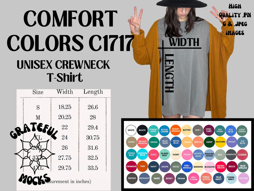 C1717 Color Chart CC Size Chart comfort Colors C1717 Color - Etsy Australia