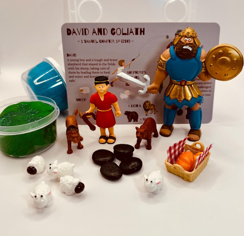 David and Goliath Bible Story Play Dough Sensory Kit bild 2