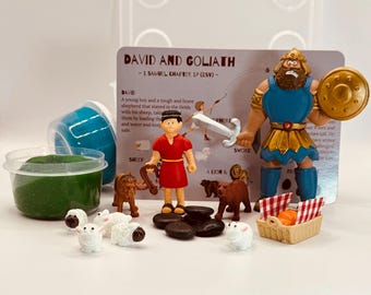 David and Goliath Bible Story Play Dough Sensory Kit