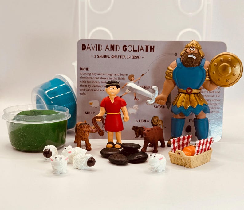 David and Goliath Bible Story Play Dough Sensory Kit bild 1