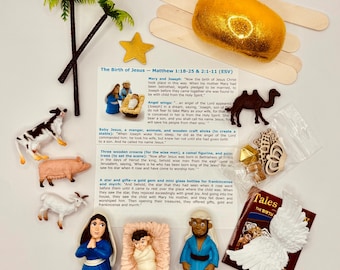 Nativity Sensory Bin: Jesus' Birth Story, Figures & Booklet