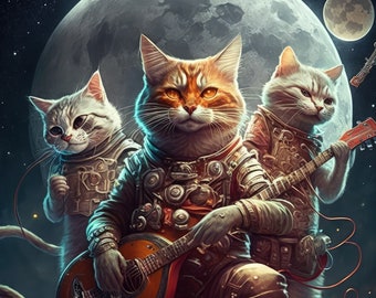 Cute Cats Download and Print, Animals in the Band Series