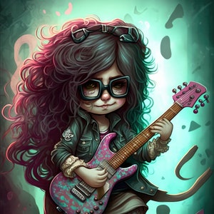 Guitar Girl, Get ready to rock with our collectors series of digital downloads, Print, Poster, Wall Art!