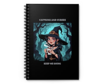 Witchy Spiral Notebook: Caffeine & Curses - Spooky Stationery
