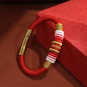 Red Dragon Knot Bracelet, Lucky Cotton Rope Amulet Lucky red