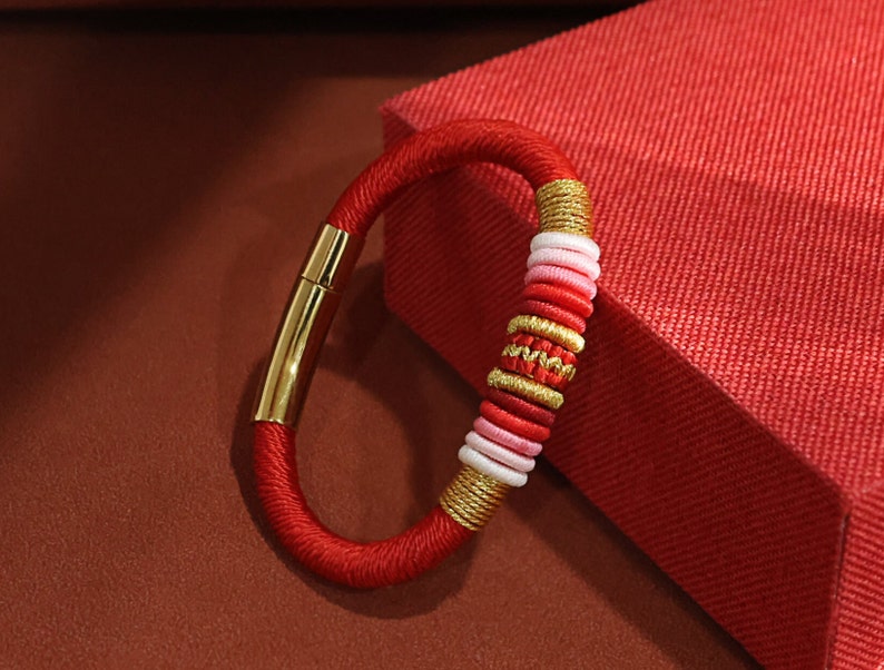 Red Dragon Knot Bracelet, Lucky Cotton Rope Amulet Lucky red