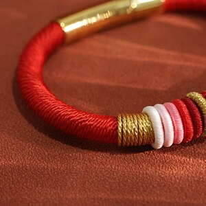 Red Dragon Knot Bracelet, Lucky Cotton Rope Amulet image 4
