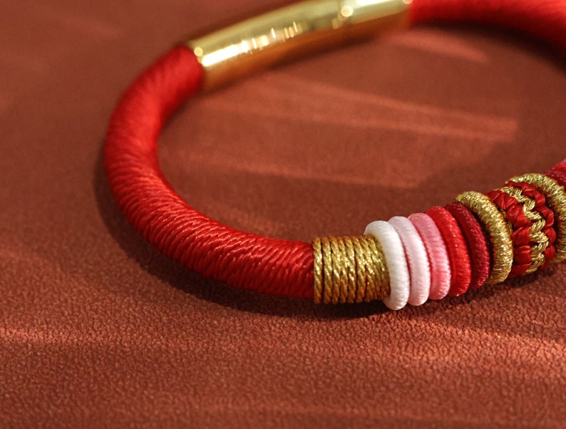 Red Dragon Knot Bracelet, Lucky Cotton Rope Amulet image 4