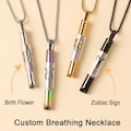 Custom Breathing Necklace for Birth Flower\/Zodiac, Anxiety Relief Healing Calming Meditation Mindful Silent Whistle Yoga Gift Mother's Day product logo