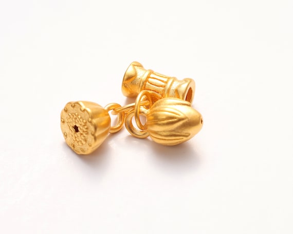 Lotus Charms 24K Gold Beads for Bracelets Custom Jewerlry 