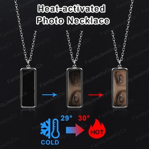 Warmte-geactiveerde fotoketting, gepersonaliseerde foto van menselijke ogen - &quot;Eye Love You&quot;, gegraveerd met je ogen, perfect kerstcadeau voor dames/heren
