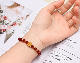 【コメントでの購入希望者限定】PBM Healing Orthe Cinnabar Lotus Bracelet Amulet Red Designer Jewelry Natural