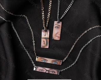 Collar con foto de ojo personalizado, joyería de acero inoxidable personalizada