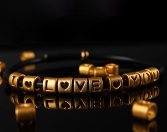 24K Gold Initial Beads – ABC Alphabet, Hollow Heart Charm