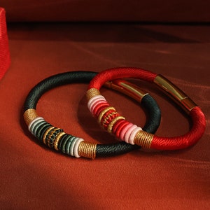 Red Dragon Knot Bracelet, Lucky Cotton Rope Amulet