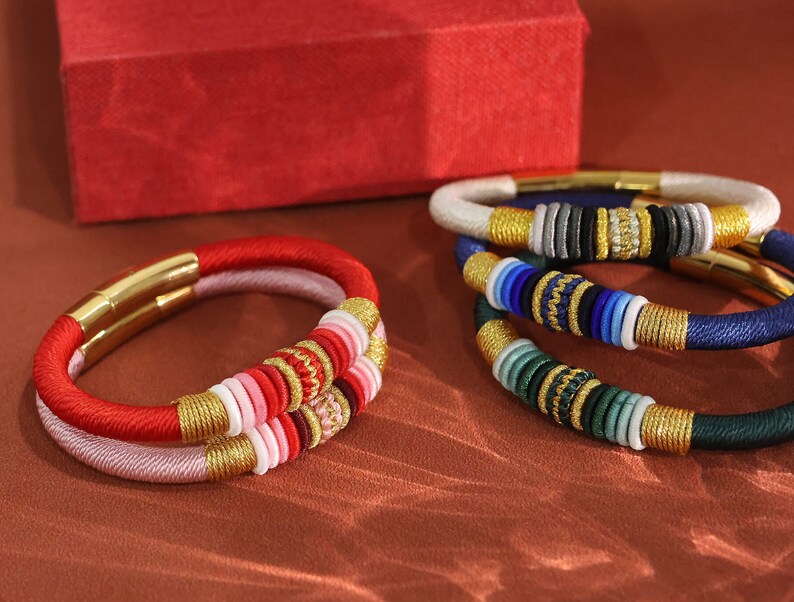 Red Dragon Knot Bracelet, Lucky Cotton Rope Amulet image 6