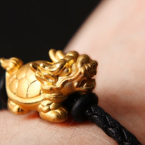 Stylish 24K Gold Dragon Turtle Feng Shui Bracelet with Minimalist Design for Luck and Fortune