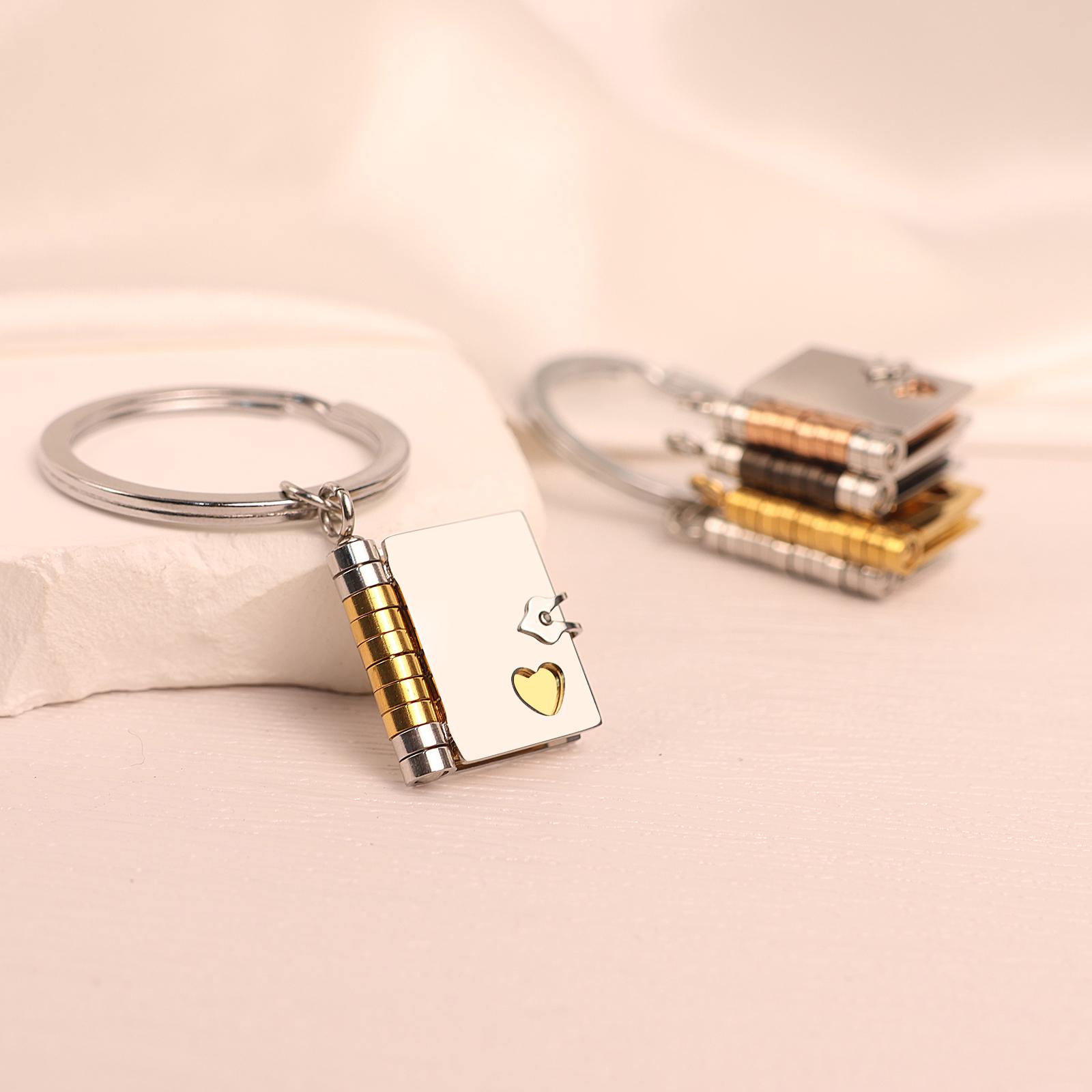 Customized Book Keychain With Name & Messages, Personalized Petite Book ...