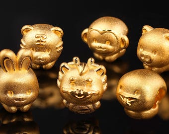 24K Gold Chinese Zodiac Charms: Jewelry Making Supplies