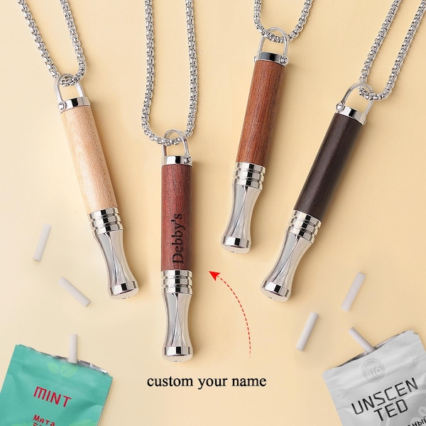 Personalized Wood Breathing Necklace, Mindfulness, Stress Relief Pendant, Resistant Exhale – Meditation & Relaxation Gift for Men, Women