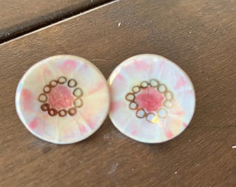 vintage pink and gold clip on earrings