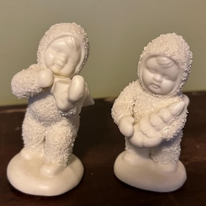 Dept 56 snow babies- violin and Christmas tree  collectible figurines