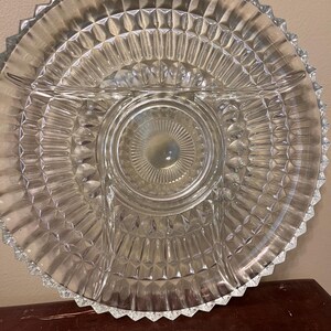 Vintage Indiana Glass 5 Section Serving Tray relish dish- Ribbed Sawtooth Edge 11.75"