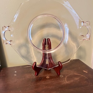 Pink Depression Glass 10 Zoll behandelte Scalloped Servierplatte - Vintage rosa Glas