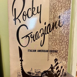 Menú del restaurante italoamericano Rocky Graziano, impreso en 1968: menú de un restaurante italiano de los años 60 en Miami.