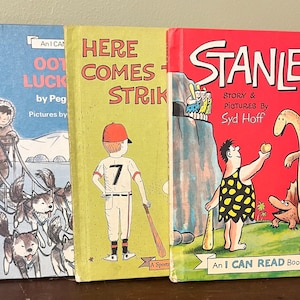 vintage I Can read books- Ootah’s Lucky day 1970, Stanley 1963, and Here Comes the Strike out 1965- children’s easy reader books
