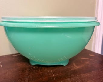 Ciotola scolapasta Tupperware 339-3 in verde giada con coperchio 516-1