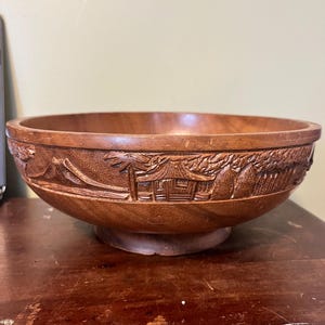 wood monkey pod -Hand Carved Wood Salad Bowl