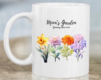 Mom's Garden Floral Ceramic Mug, Mother's Day Gift ,Valentines