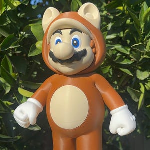 11” Tanooki Mario 3D Printed Figure – 3D Mario Statue for Collectors – Retro Gaming Toy – Tanooki Display Decor – Nintendo Fan Gift