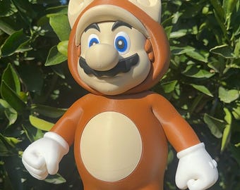 Tanooki Mario Figure - 3D Printed PLA Statue, Retro Gaming Decor