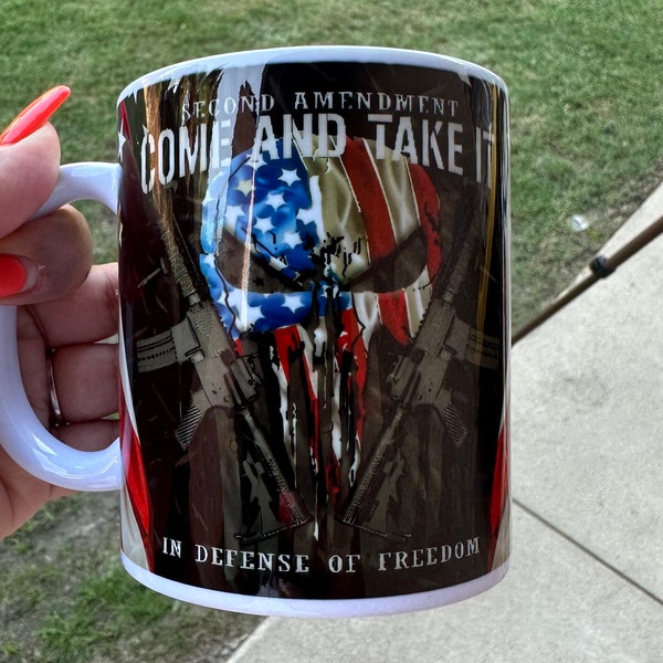 2nd amendment 11oz ceramic mug, coffee mug, American flag coffee mug, come and take it mug, coffee mug for him, office mug