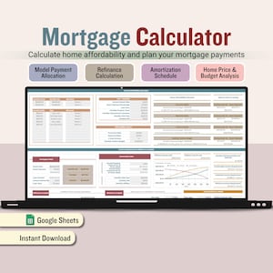 Plantilla de calculadora de hipotecas, hoja de cálculo inmobiliaria (Hojas de cálculo de Google)