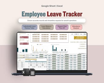Employee Absence Tracker, Leave Balance Calculation, Human Resource Spreadsheet, Pay Time off HR  Digital Template, Attendance Analysis