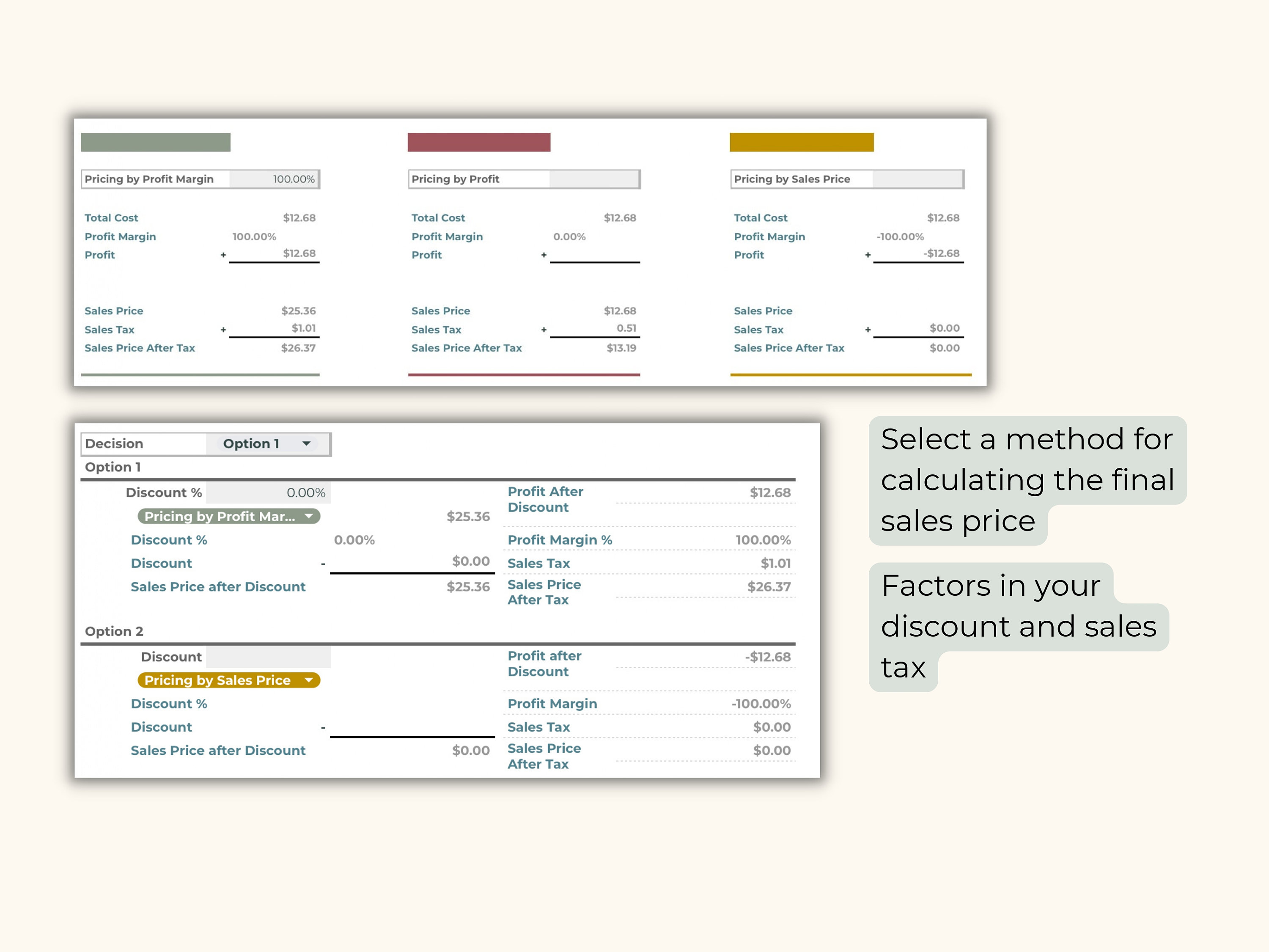 Product Pricing Template, Growth Model Spreadsheet, Handmade Product ...