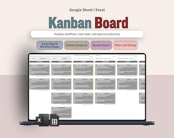 Kanban Board Spreadsheet, Task Tracker Project Management Template, Small Business To-Do List Planner (Excel & Google Sheets)