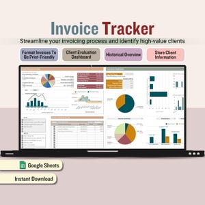Invoice Tracker, Invoice Generator, Customer Payment Spreadsheet, Client Evaluation Dashboard, Small Business Template, CRM Google Sheet